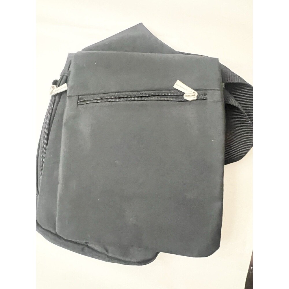 Travelon Black Leather Crossbody Sling Black Bag Travel Hiking Vacation Bk